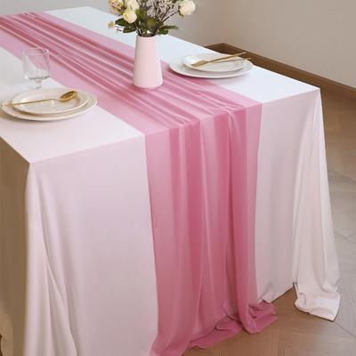 Reusable Sheer Chiffon Table Runner Chiffon Solid Color Chiffon Table Runner Soft Sheer Fabric Wedding Table Runner