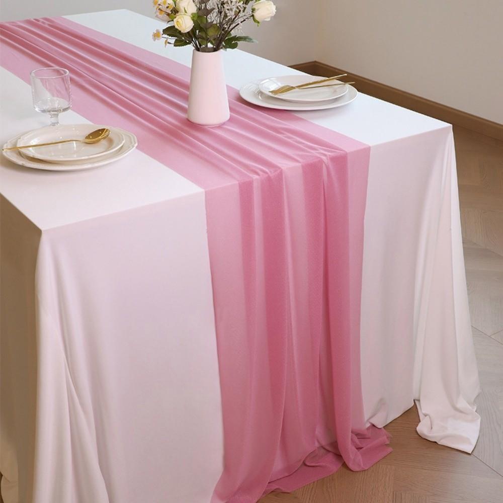 Solid Color Chiffon Table Runner Reusable Gauze Table Runner Wedding Table Runner  Dinning Table
