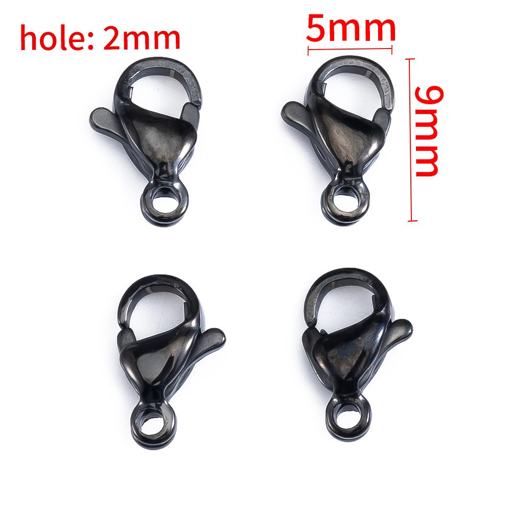 20pcs Black Stainless Steel Lobster Clasps 9/10mm Connector Clasp for DIY Bracelet Necklace Chain Claw Jewelry Making Supplies