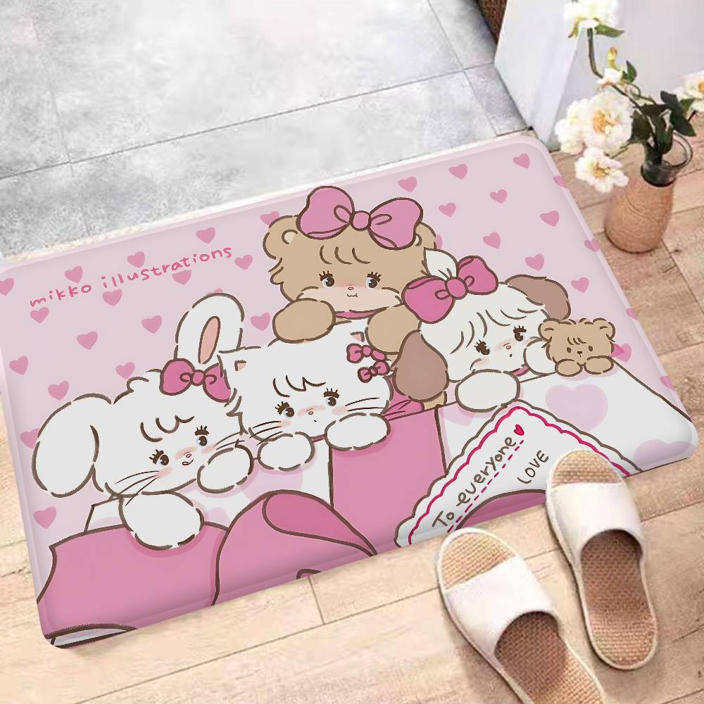 Cute Cartoon Mikko Cat Bathroom Mat Anti-slip Absorb Water Long Strip Cushion Bedroon Mat Hotel Decor Mat