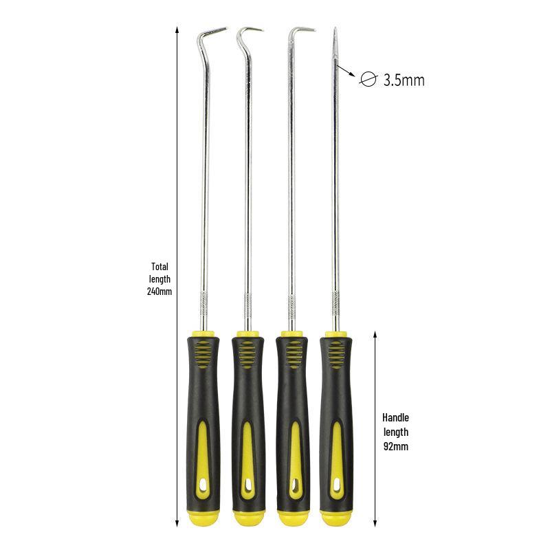 Extended Length Car Seal Hook & Screwdriver Set - 4 Pieces for Tire Repair and Sealing Ring Removal