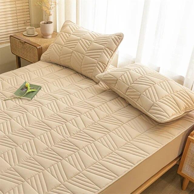 Soy Cotton Bedding Thick Quilted Mattress Cover Elastic Fitted Mattress Protector Bed Linens Soft Pad for Bed Without Pillowcase