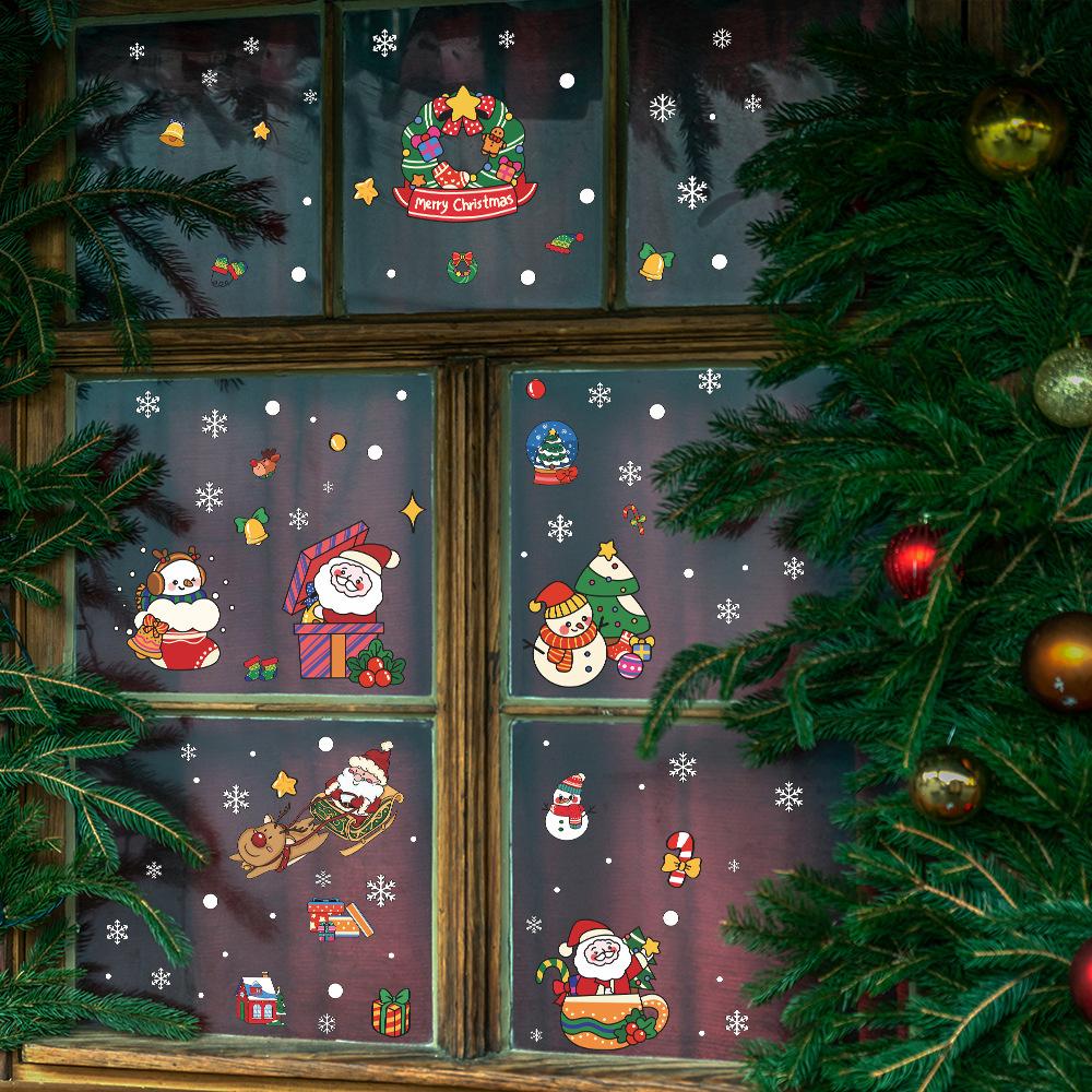 Santa Claus Snowflake Elk Festive Atmosphere Decorated Glass Windows Window Stickers