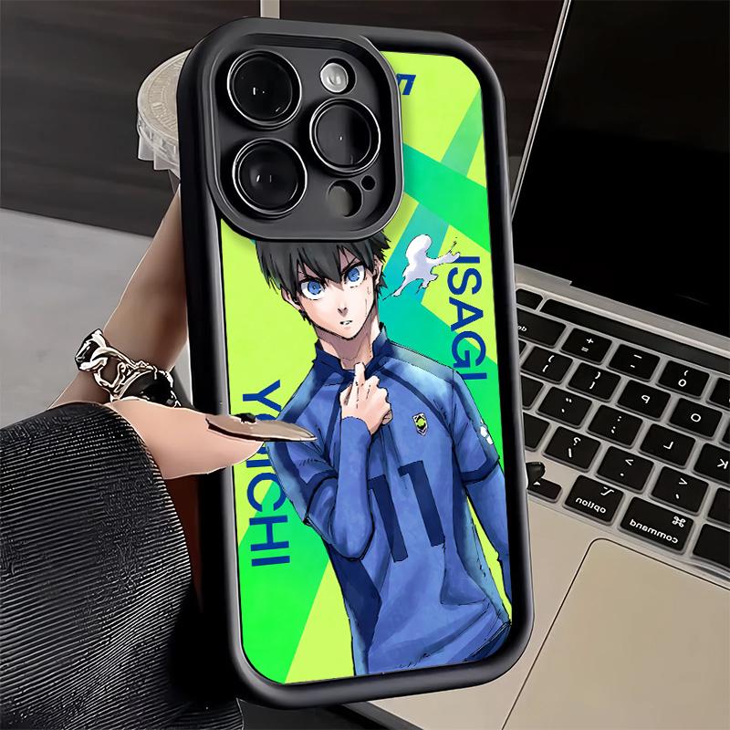 Phone Case for iPhone 17 Air 16E 15 16 Pro Max Anime Blue L-Lock Desgin Cover 14 Plus 13 12 Mini Soft Shell Silicone Fundas