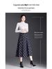 Spring 2026 High-Waist Grid Pleated A-Line Midi Skirt