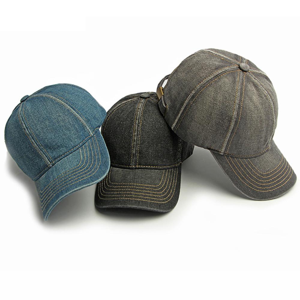 Ht4751 Baseball Hat Spring Summer Denim Caps For Men Women 6 Panels Snapback Cap Wash Cotton Male Female Adjustable Baseball Cap