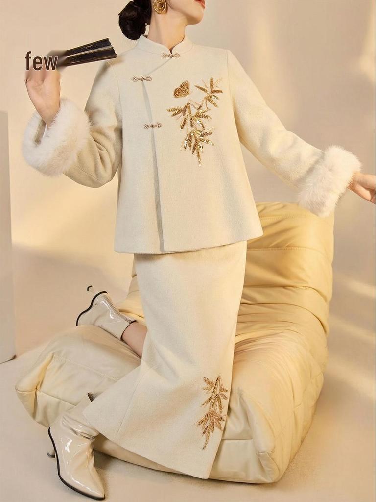 2026 Embroidered Chinese Style Women's Jacket & Skirt Set NZ042