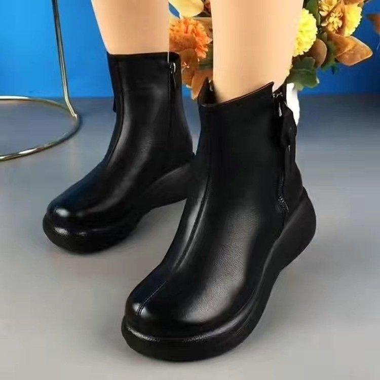 Short boots autumn and winter new soft-soled fashion boots thin velvet thermal cotton boots