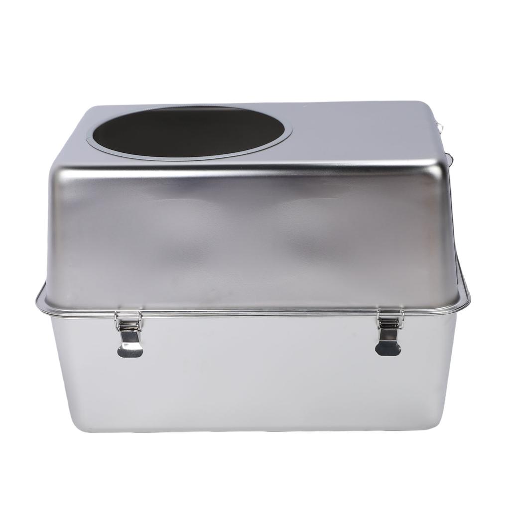 Geschlossene Edelstahl-Katzentoilette mit Deckel Metall-Katzentoilette Hohe Seite Einstieg von oben Geruchskontrolle