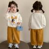Girls' 2026 Spring-Autumn Korean Cartoon Print Fashion Set