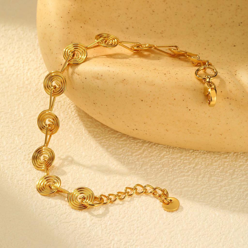 Women‘s Stainless Steel Chain Spiral Geometric Charm Bracelet Fashion Metal Female Bracelet Waterproof Jewelry Girlfriend Gift