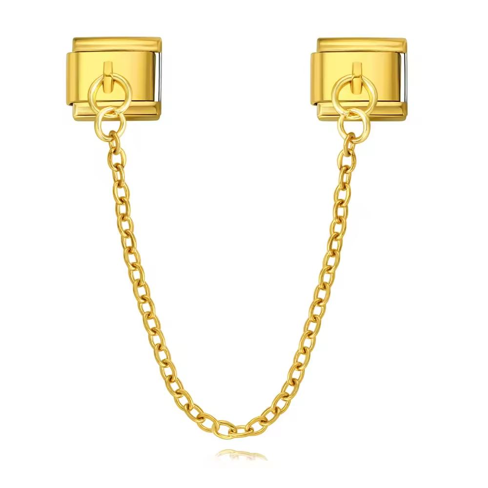 LAMOON 8 Style Simple Pendant Chain Italian Charms Link Fit 9mm Bracelet Stainless Steel DIY Making Fashion Jewelry for Women 10mmx9mm&Italian Charms