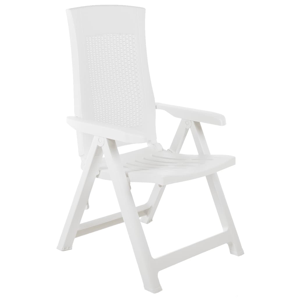 vidaXL 2 Pieces Adjustable Folding Chairs Made of Plastic, White