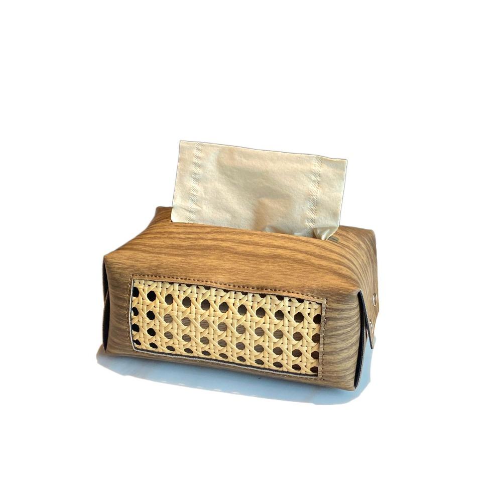 

Fashionable Wood Grain Paper Bag Light Luxury Paper Organizer Napkin Holder Dining Room Style B