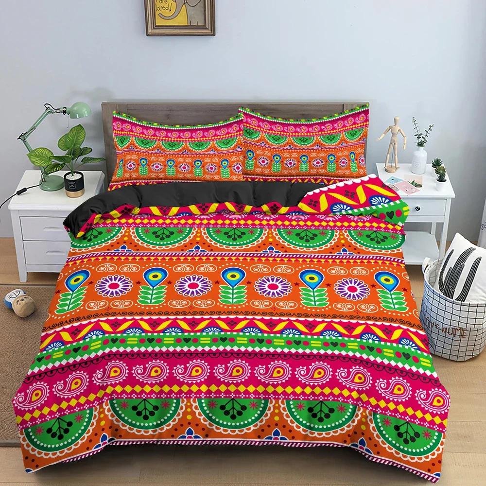 Böhmisches Bettwäscheset Ethnischer Stil Bettbezug Floral Steppdeckenbezüge Einzelbett Twin King Size Steppdeckenbezug Mit Kissenbezug 2/3-teilig
