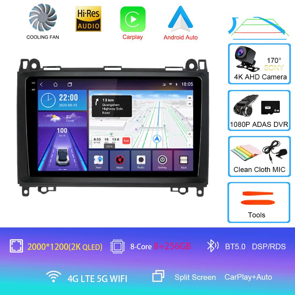 Android 14 Video Player 9'' For Mercedes Benz B200 Sprinter W906 W639 AB Class W169 W245 Viano Vito Car Radio Multimedia GPS DVD