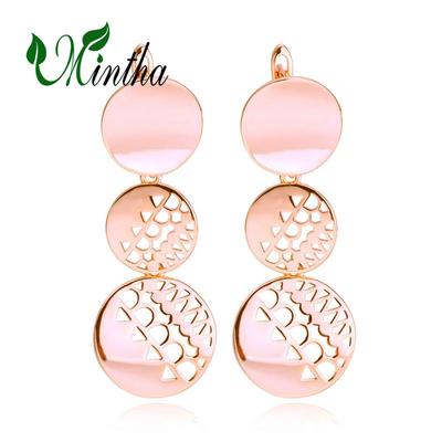 MINTHA Clip Earrings Trendy Rose Gold Color Wedding Daily Fashion Jewelry Geometry Drop Earrings For Women Bridal Geometry Earrings
