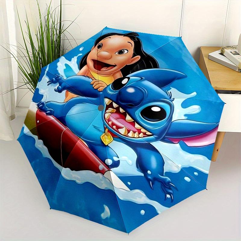 Lilo Stitch Surfing Automatic Opening and Closing Umbrella - 8-rib Reinforced Folding Design, Lightweight and Portable, Suitable for Daily B
