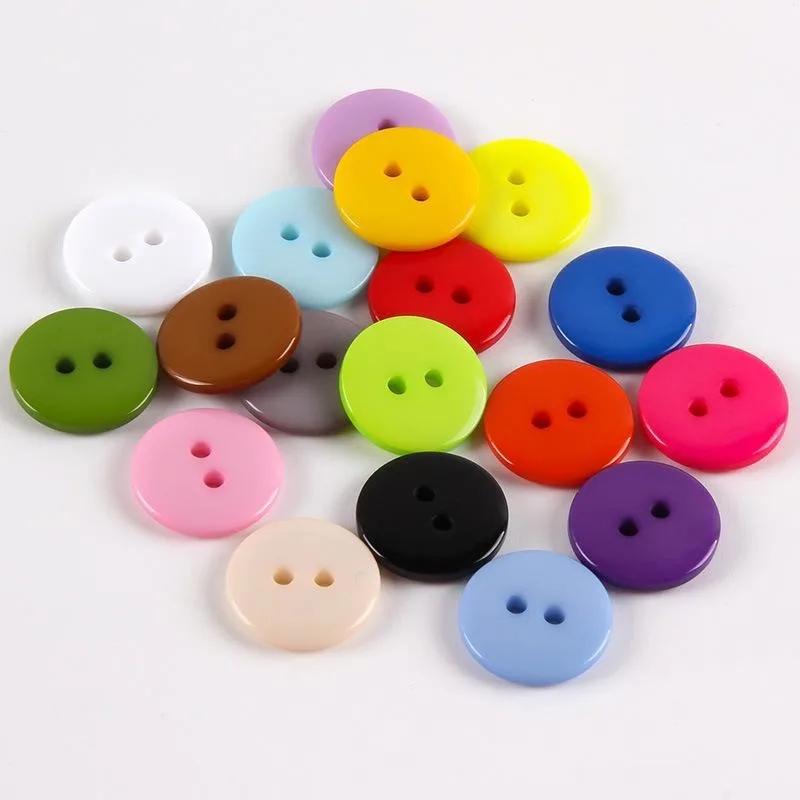 200Pcs Random Color Mixing Decorative Buttons for Needlework Resin Plastic Button for Dolls Scrapbooking Sewing Buttons