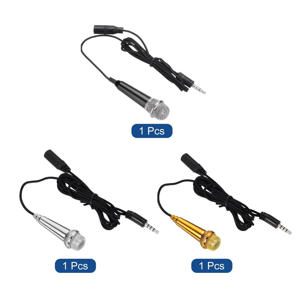 Uxcell Mini Portable Microphone with Earphones for Phone Recording and Video Rose and Pack of 3 Microphone, Recording, Gold, Silver, Black,