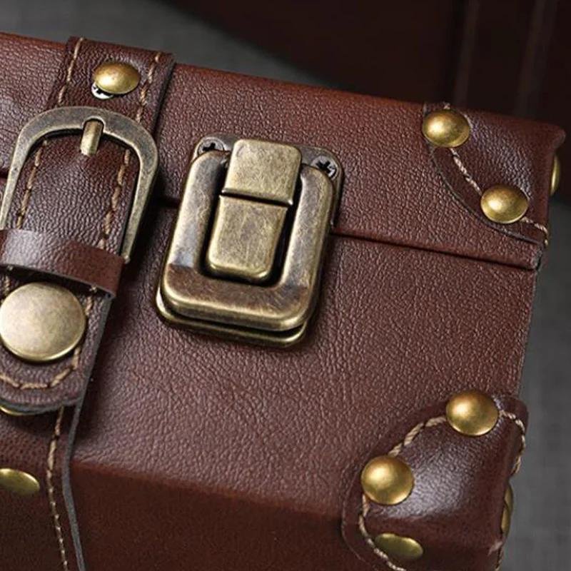 Small Storage Chest Party Wood Retro Style Window Photographic Bedroom Display Decorative Travel Chest Pu Leather Trunk
