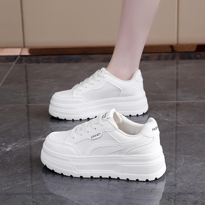 Height-increasing Women's Autumn New Thick-soled Lace-up Muffin Casual Sports Shoes Student Versatile Board Shoes