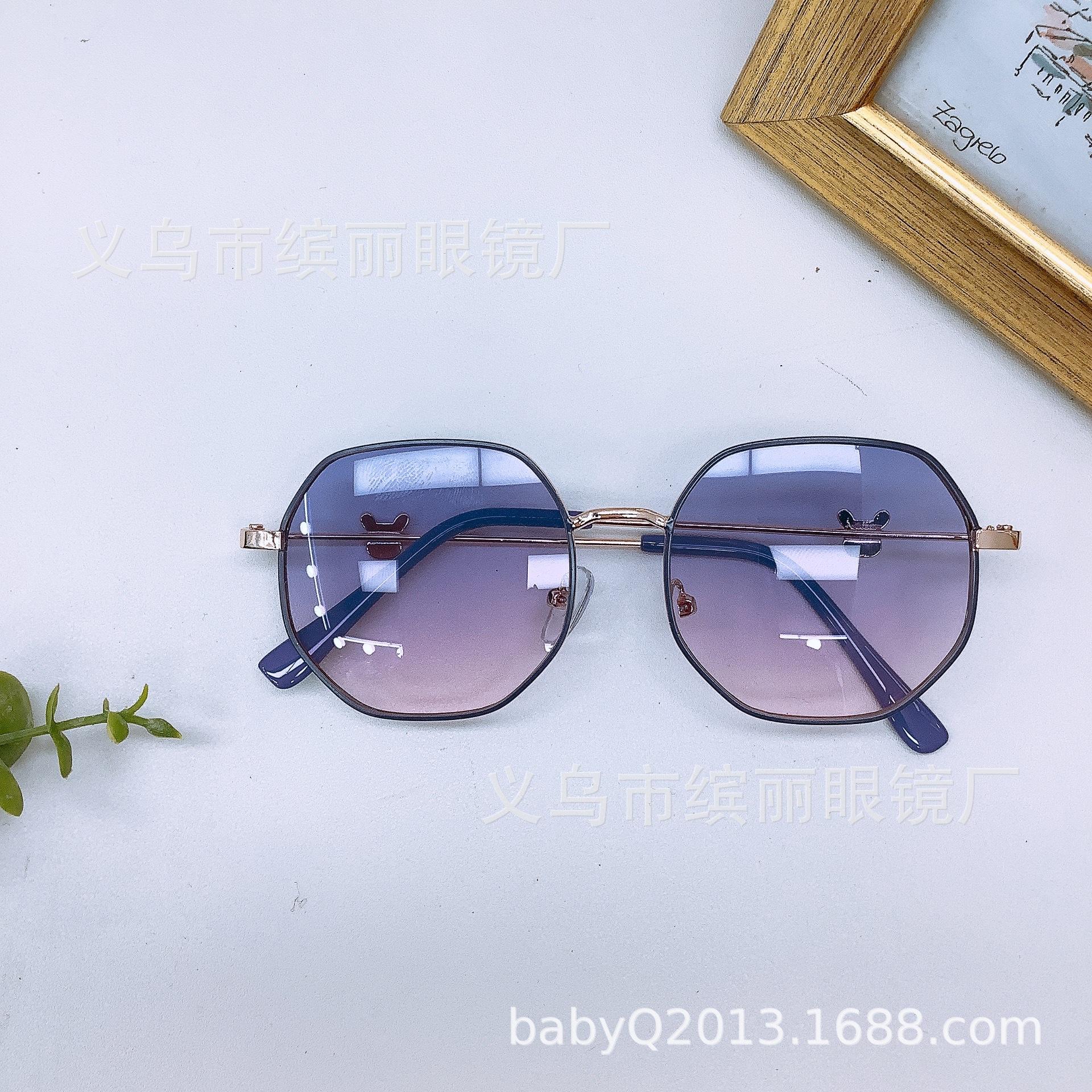 

Солнцезащитные очки для путешествий и защиты от ультрафиолета для детей, металлическая оправа, милые детские вогнутые очки для ношения прилива