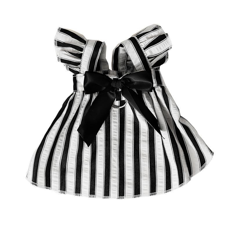 Spring Summer Dog Dress Hepburn Style Big Bow Traction Skirt Teddy Bigbear Small Dog Pet Clothes