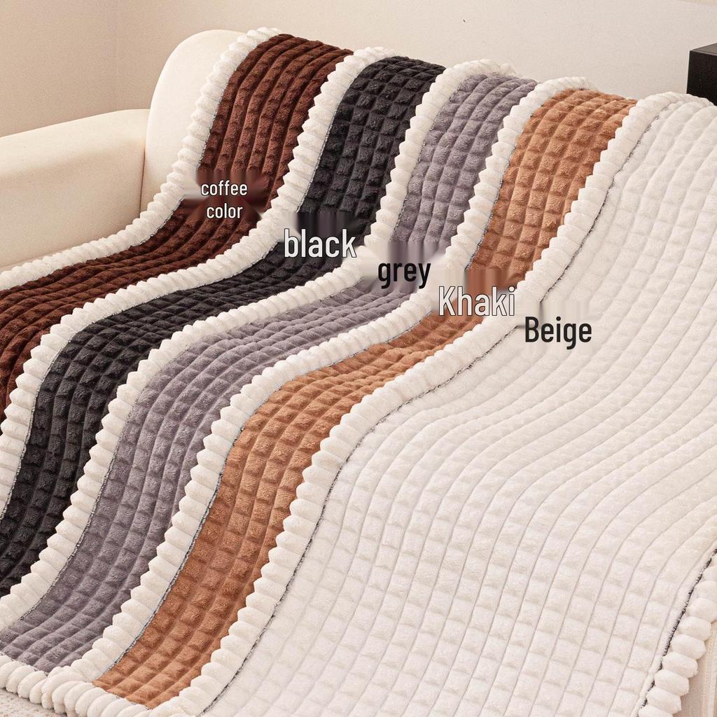 2025 New Winter Plush Thick Leather Non-Slip Sofa Cushion Cover