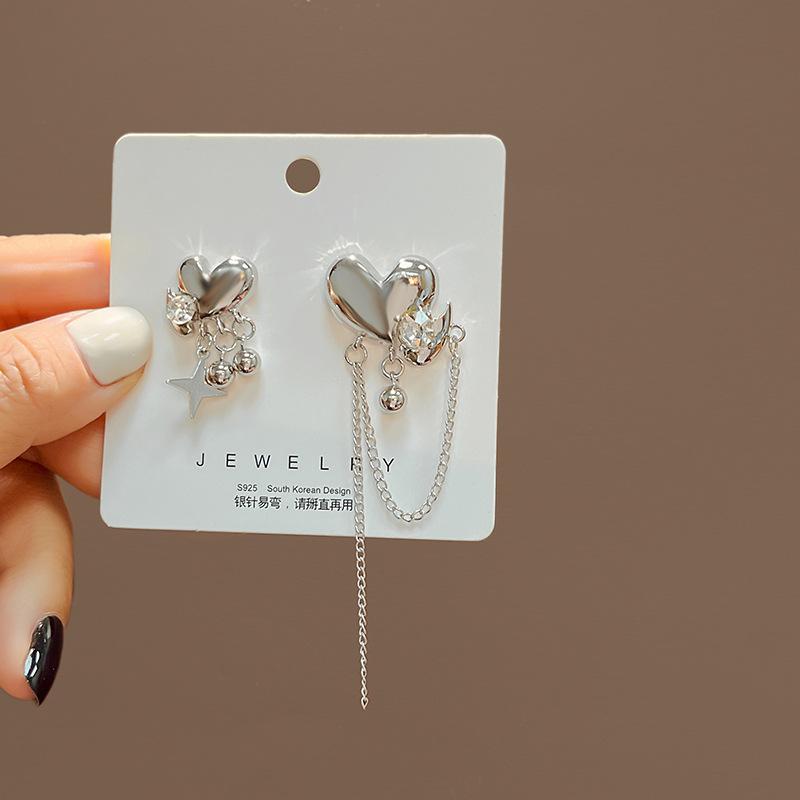 

Fashion Personality Zircon Star Drop Earrings Irregular Tassel Chain Stud Heart Shape Earrings Aesthetics Egirl Earrings Jewelr