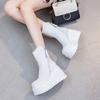 Thick-soled ultra-high-heeled women's short boots, new solid-color rear zipper mid-tube boots in autumn and winter 2025, simple trend