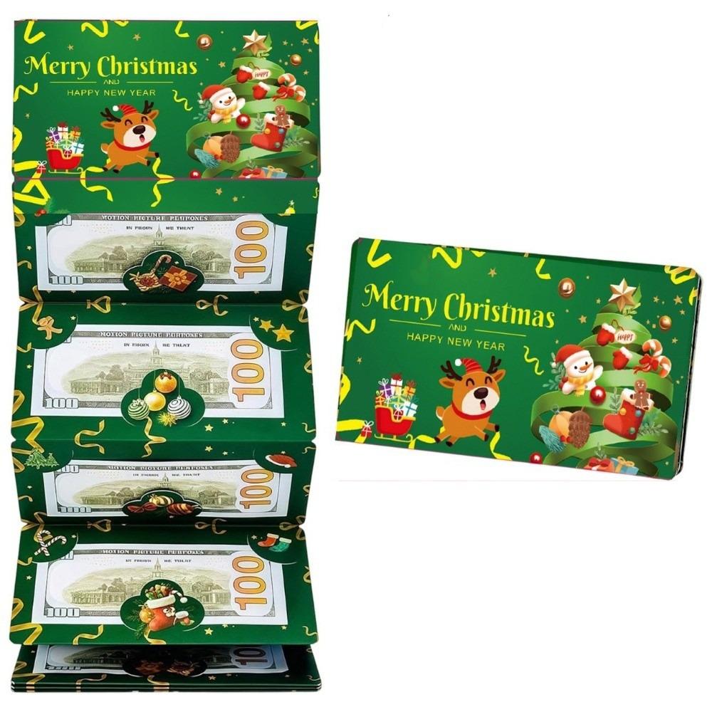 Santa Claus Christmas Cash Gift Envelope Christmas Tree with 10 Slots Folding Banknote Card Christmas Money Holders