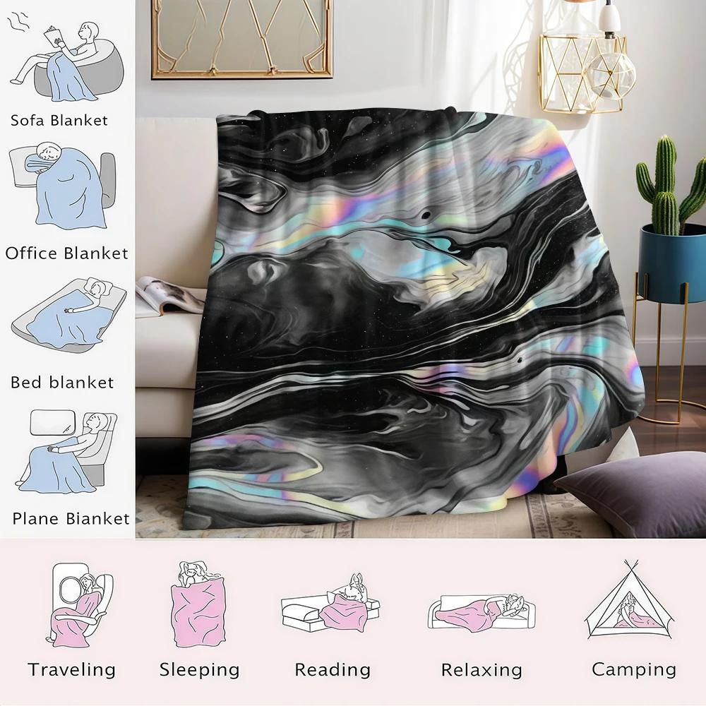 Black fluid Flannel Blanket Warm Soft Halloween Christmas Couch Warm Cozy Decorative Decor Gift for All Season