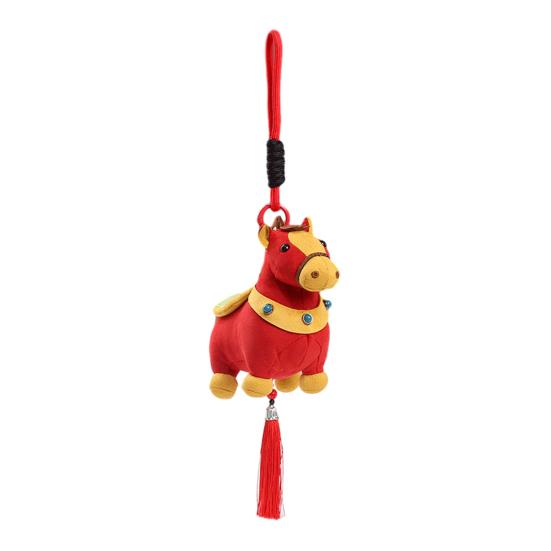 Pony Plush Keychain Year of The Horse Plush Mascot Soft Stuffed Animal Cute Backpack Charm New Year Decoration