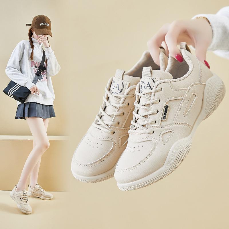 Women's Chunky Platform Sneakers Casual Breathable Lightweight PU Leather Walking Shoes Comfortable Non-Slip Lace-up Work Tennis Sneakers for Women