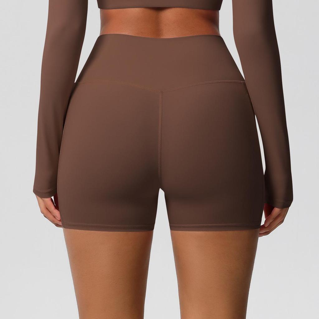 European & American High Waist Elastic Yoga Shorts - Women's Fitness & Running Pants