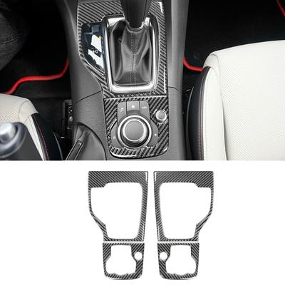 For Mazda 3 Axela 2014- Center Control Gear Panel Decor Carbon Fiber Cover Trim Strip Ide Car Interior Accessories