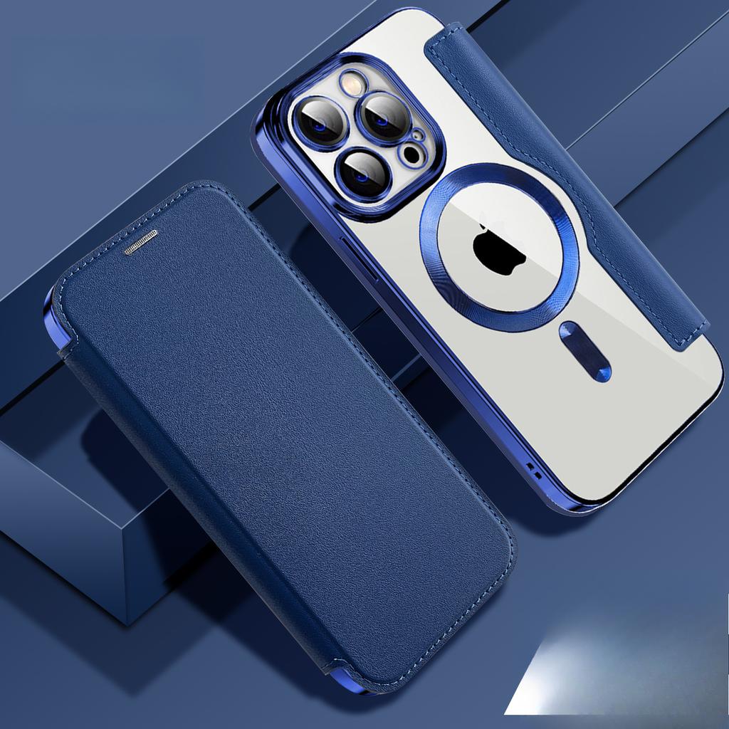 Applicable To IPhone16E Gold Shield Electroplated Magnetic Leather Case Mobile Phone Case Apple 15 Flip Cover 14p Full Cover Anti-fall Protection