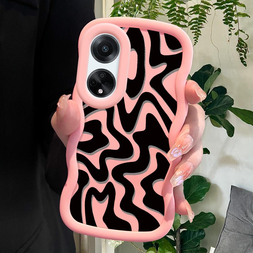 

Окрашенный узор Big Wave Edge Мягкий силиконовый материал Macaron чехол для телефона противоударный защитный резиновый чехол для OPPO Reno Realme Realme 10 розовый