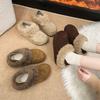 Winter Two Wear Slippers Scrub Fleece Round Toe Deep Mouth Plush Platform Warm Cotton Shoes