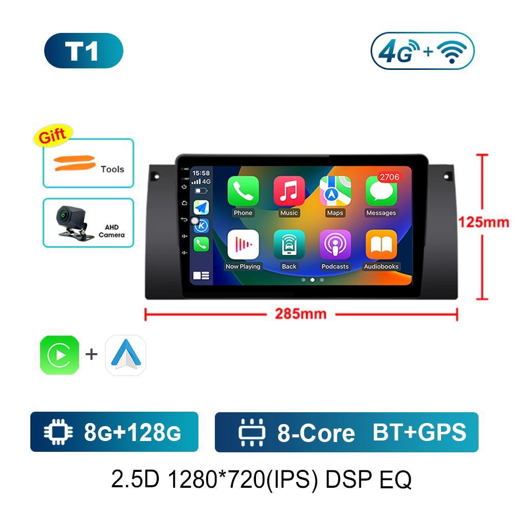 9 Inch Android OS Carplay Car Radio Multimedia Player for BMW E53 X5 2000 - 2007 GPS Navi WiFi IPS Touch Screen DSP Stereo 4G BT