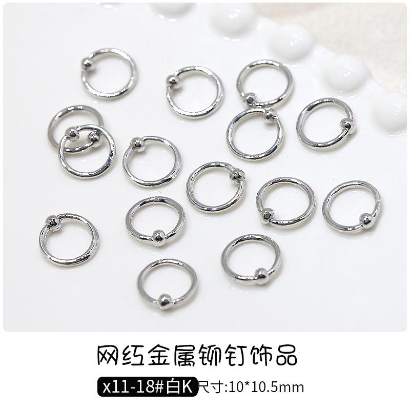 10Pcs Metal Nail Studs 3D Alloy Nail Charms  Silver Mixed Shapes Nail Art Decorations DIY Manicure Accessories