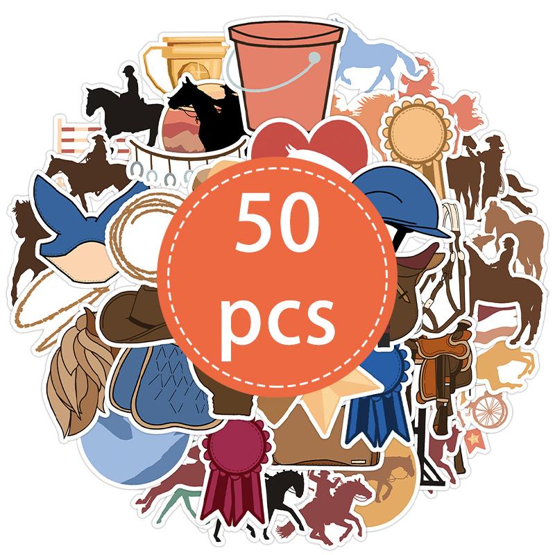 

50PCS Equestrian Stickers Horse Lover Decals Horse Riding Sticker Vinyl Waterproof Decal for Water Bottle Laptop Luggage Helmet