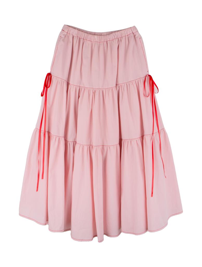 Loaegsyueol Silk Ribbon Tierd Skirt_Pink