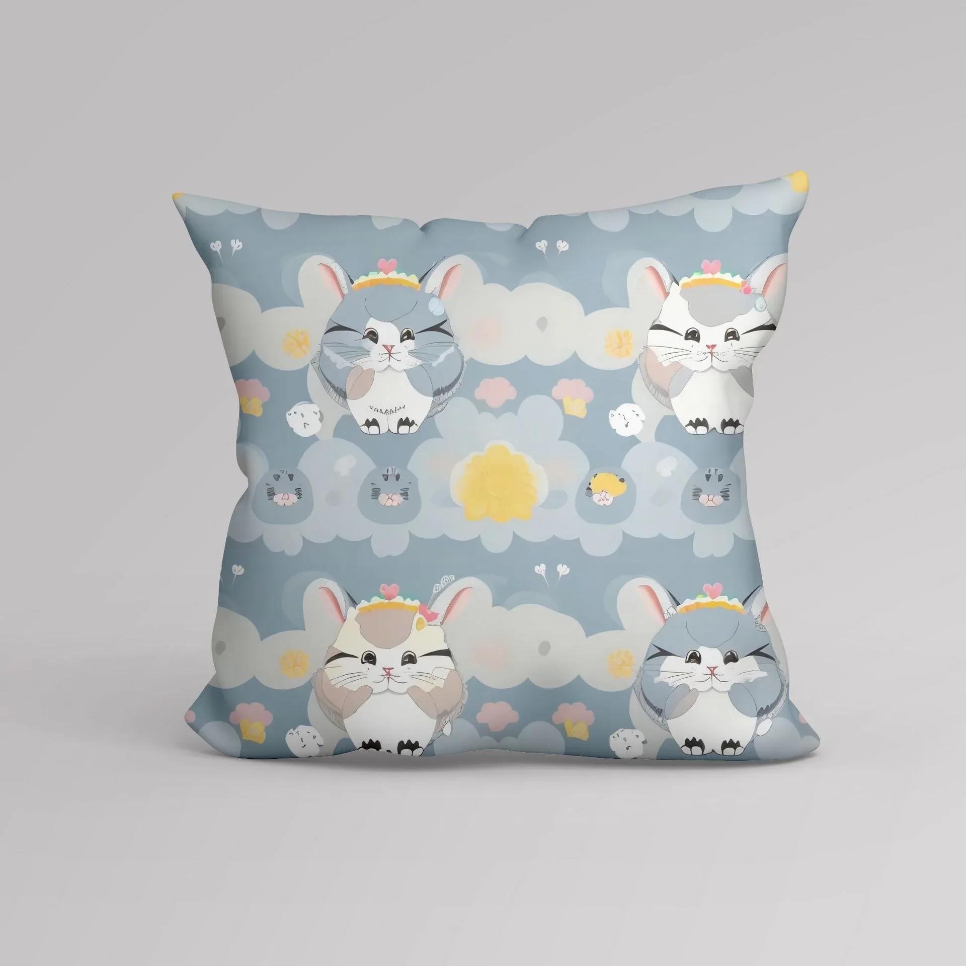 

Роскошный домашний декор Чехол для подушки с рисунком из мультфильма «Животное кролик котенок» Чехол для подушки с принтом Чехол для офисного дивана 66x66cm