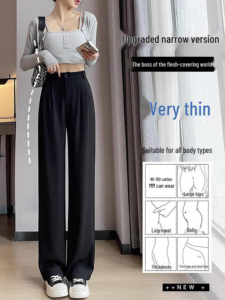 

Women s High Waist Wide Leg Suit Pants - Spring Slim Straight Drape, Loose Casual Floor-Length Trousers 2XL