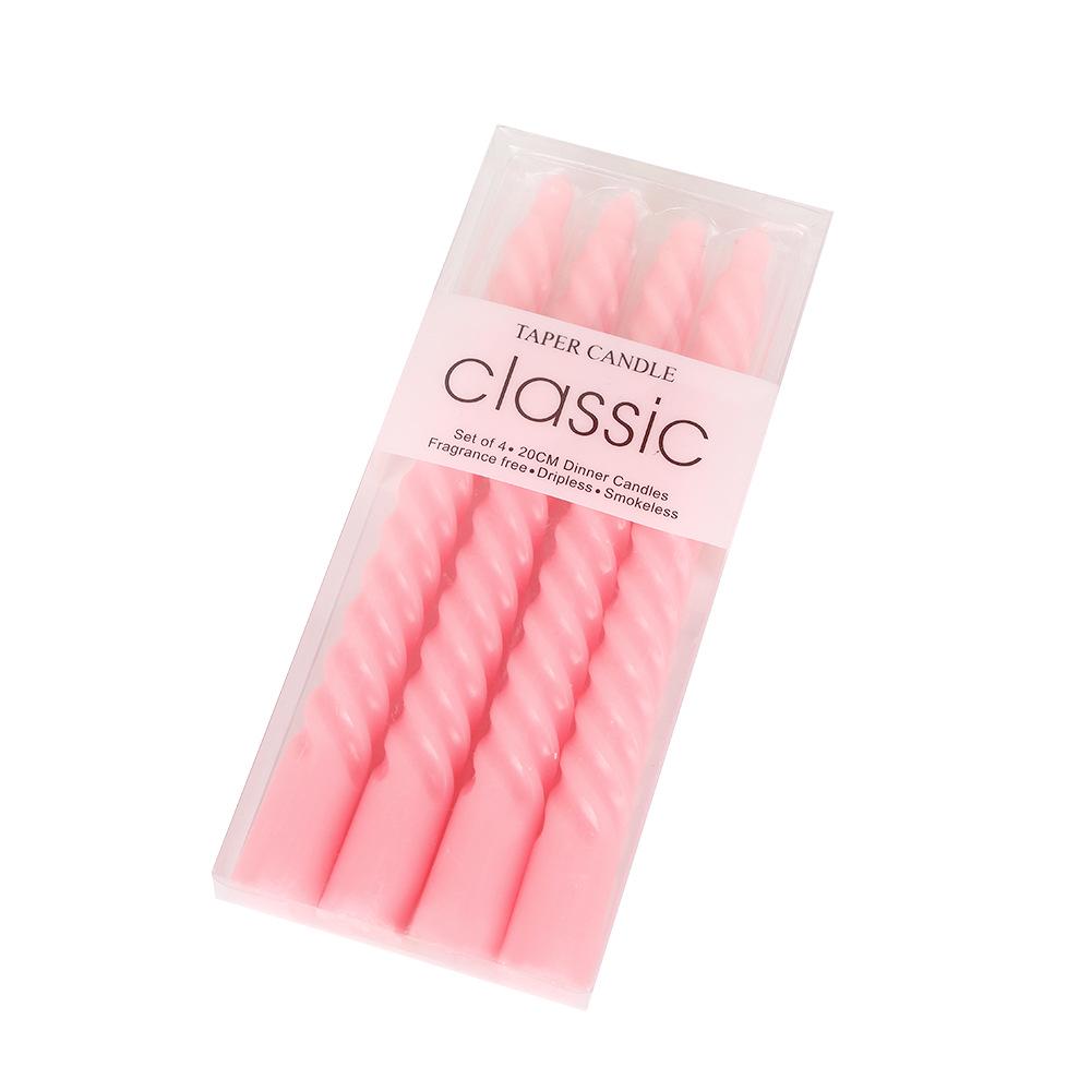 European Colored Thread Long Stem Smokeless Spiral Candles for Romantic Weddings and Classic Home Use.