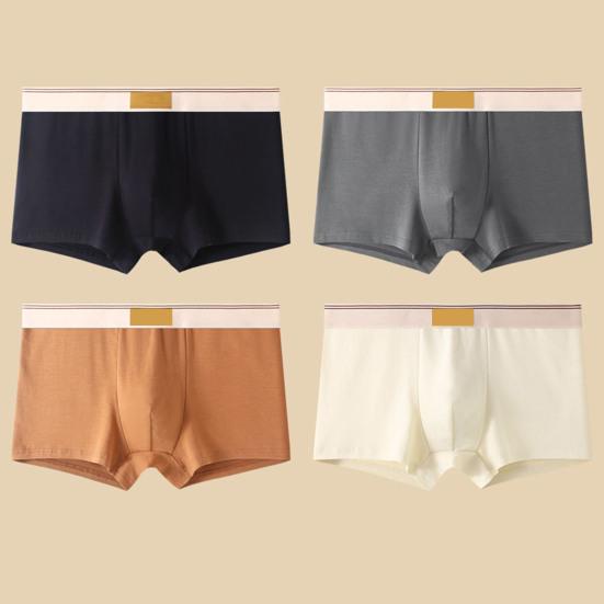 Men Boxer Underwear Mid-rise Wide Elastic Waistband Patchwork Color U-Convex Shorts Briefs Breathable Panties