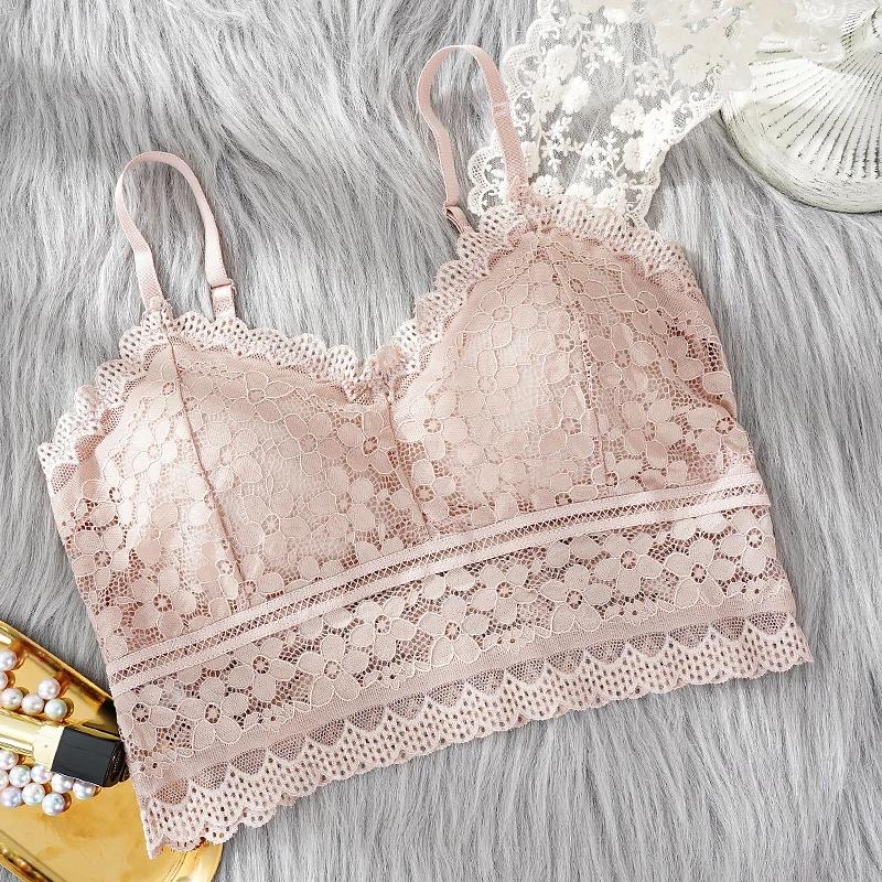 

Женские кружевные бюстгальтеры, удобный однотонный бюстгальтер без косточек, нижнее белье с подкладкой, красивое нижнее белье сзади, сексуальный жилет, женский беспроводной бюстгальтер розовый