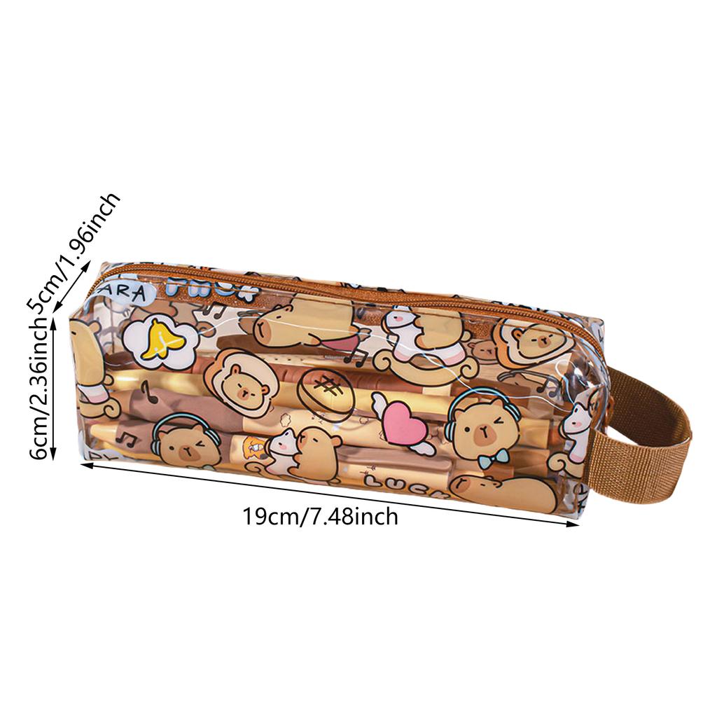 Cartoon Durchsichtige Bleistifttasche Wasserabweisende Stifttaschen Reißverschluss Bleistiftaufbewahrungstasche Große Kapazität für Frauen Mädchen Student